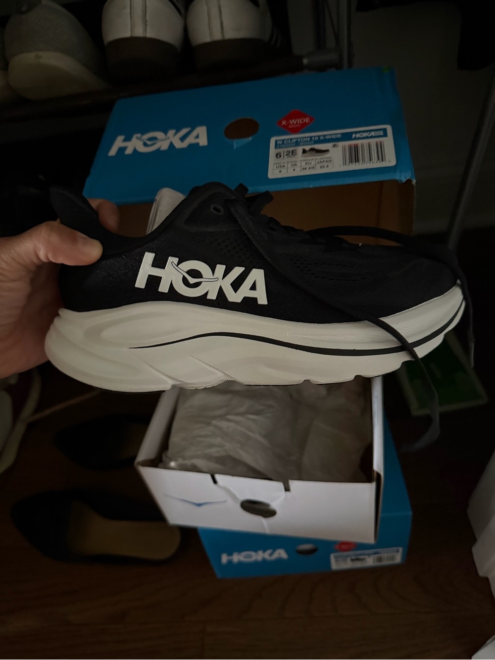 Hoka Kids Black and White Athletic Sneakers